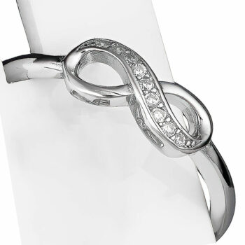 (RMS32) Rhodium Plated Sterling Silver Infinity CZ Ring
