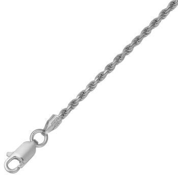 (ROP040) 2.0mm Italian Rhodium Plated Sterling Silver Diamond Cut Rope Chain