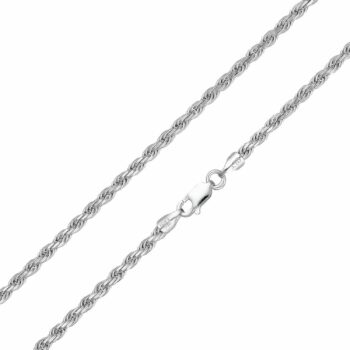 (ROP060) 2.7mm Italian Rhodium Plated Sterling Silver Rope Chain