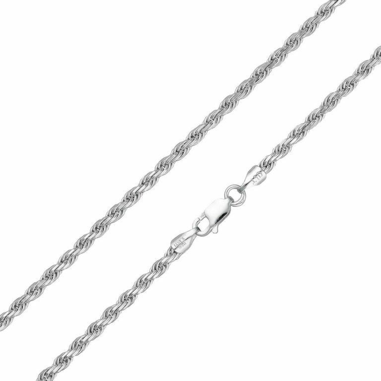 (ROP060) 2.7mm Italian Rhodium Plated Sterling Silver Rope Chain - TJD ...