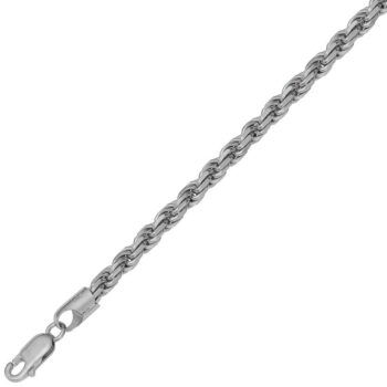 (ROP100) 5.0mm Italian Rhodium Plated Sterling Silver Diamond Cut Rope Chain
