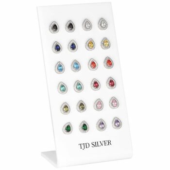 (SES016) Rhodium Plated Sterling Silver Stud Earring Set With Display