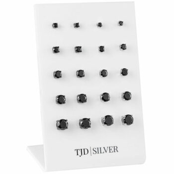 (SES060) Rhodium Plated and Black Rhodium plated Sterling Silver With Black CZ Stud Set