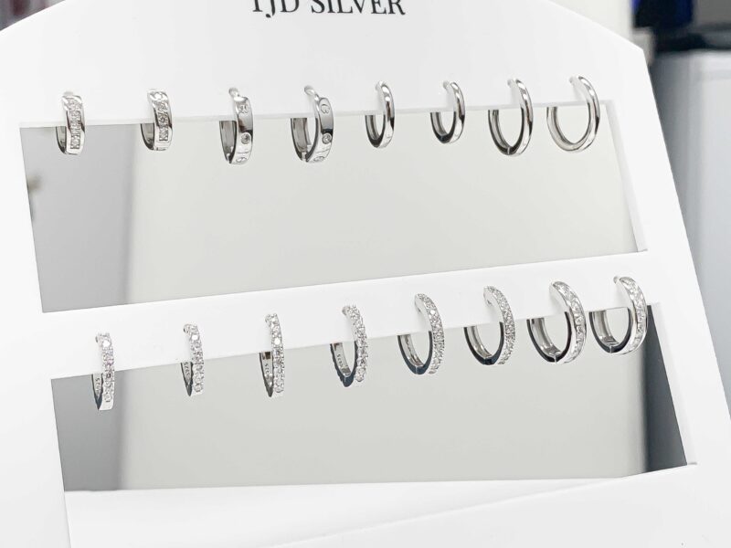 (SET0150) Rhodium Plated Sterling Silver Huggies x 8