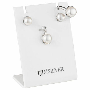 (SET120) Rhodium Plated Sterling Silver Pearl Matching Set