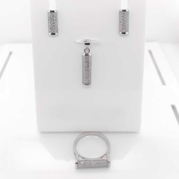 (SET90) Rhodium Plated Sterling Silver CZ Matching Set -