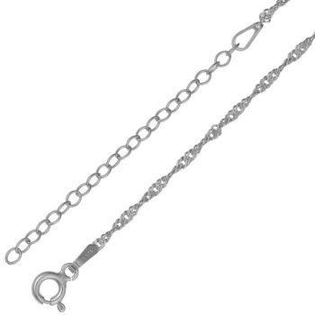 (SIN025) 1.9mm Rhodium Plated Sterling Silver Singapore Chain with 45 plus 5cm Extension