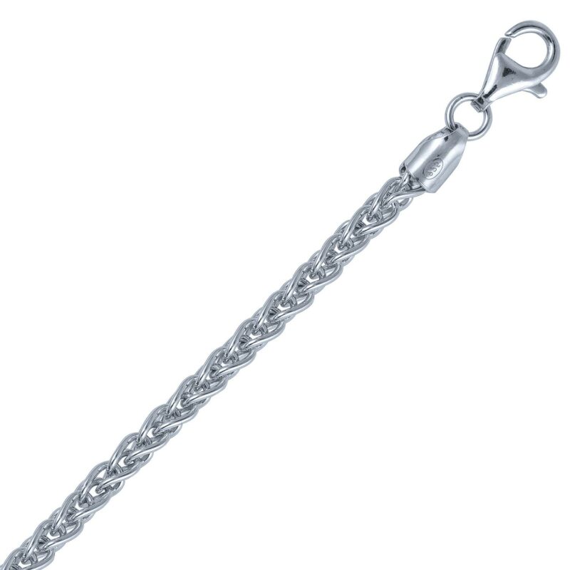 (SPG080) Italian Rhodium Plated Sterling Silver Spiga Chain