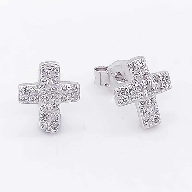 (ST128) Rhodium Plated Sterling Silver Studs - TJD Silver