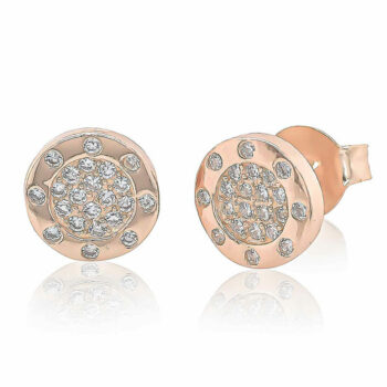 (ST203R) Rose Plated Sterling Silver Round Studs (TS)
