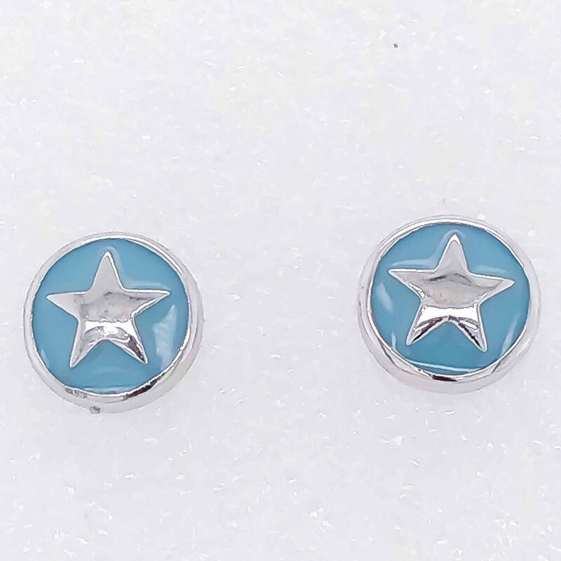 (ST237) Rhodium Plated Sterling Silver Star CZ Stud Earrings