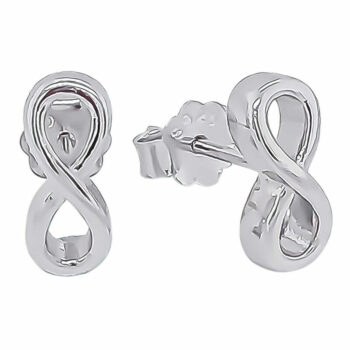(ST250) Rhodium Plated Sterling Silver Infinity Studs 10x5mm