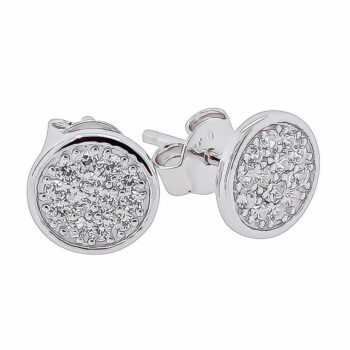 (ST270) Rhodium Plated Sterling Silver Round CZ Studs