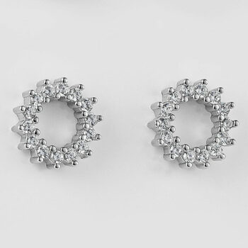 (ST304) Rhodium Plated Sterling Silver Round CZ Stud Earrings Stud Earrings 10mm