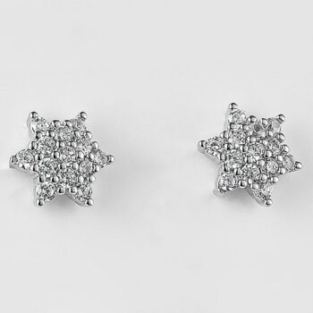 (ST305) Rhodium Plated Sterling Silver Star CZ Stud Earrings Stud Earrings