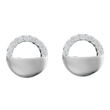 (ST311) Rhodium Plated Sterling Silver CZ Round CZ Halo Stud Earrings 8mm