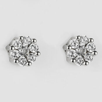 (ST325) Rhodium Plated Sterling Silver Six Claw CZ Stud Earrings