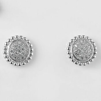 (ST330) Rhodium Plated Sterling Silver Round CZ Stud Earrings