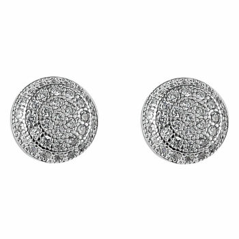 (ST339) Rhodium Plated Sterling Silver Round CZ Stud Earrings