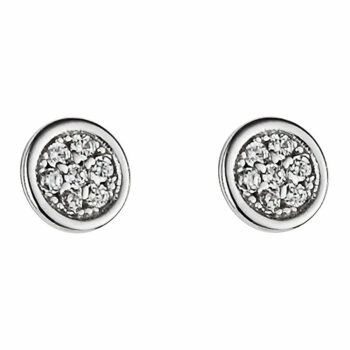 (ST347) Rhodium Plated Sterling Silver Round CZ Stud Earrings