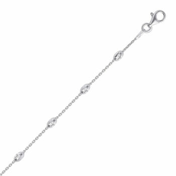 (STA003) 3+1mm Italian Rhodium Plated Sterling Silver Bead Chain
