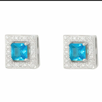 (STS06) Rhodium Plated Sterling Silver Square Stud Earrings