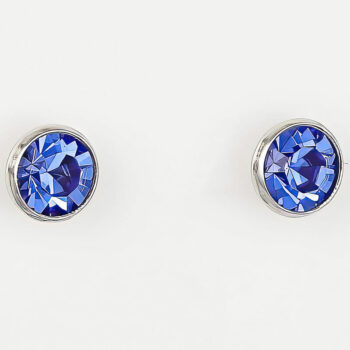 (STS22) 4mm Rhodium Plated Sterling Silver Birthstone Studs With Austrian Crystal
