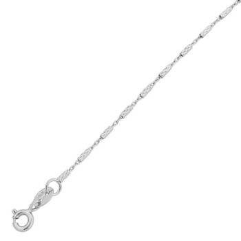 (T2S01) 1.1mm Rhodium Plated Sterling Silver Diamond Cut Long Tube Chain - 45cm
