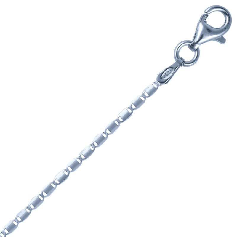 (VAL030) 2mm Italian Rhodium Plated Sterling Silver Vale Chain