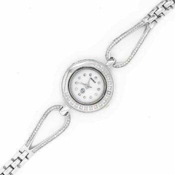 (WAT09) MOP Round Rhodium Plated Sterling Silver Watch - 26x26mm