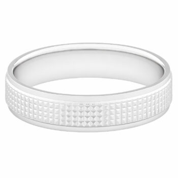 (WBD23) Rhodium Plated Sterling Silver Diamond Cut Wedding Band