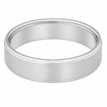 (WBD32) Rhodium Plated Sterling Silver Matt Wedding Band