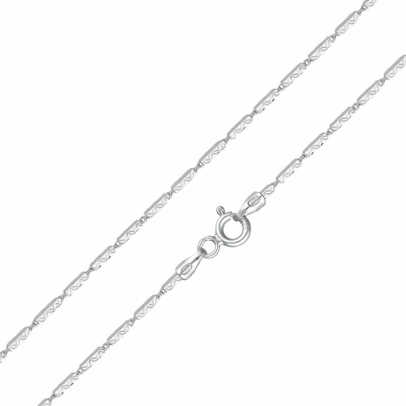 (FC06) 1mm Rhodium Plated Sterling Silver Fancy Chain